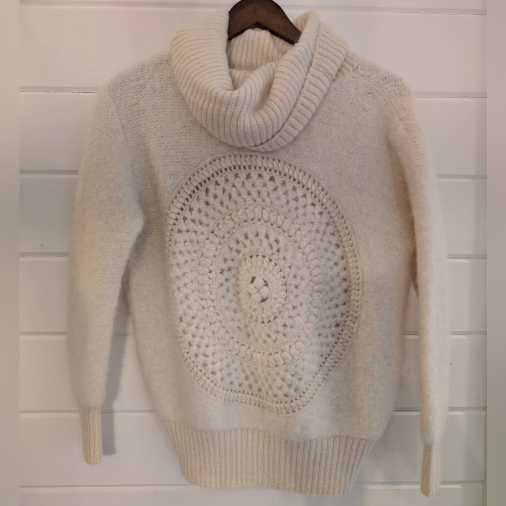STELLA PARDO Chunky Knit Turtleneck Sweater | One Size Beige Knit Sweater